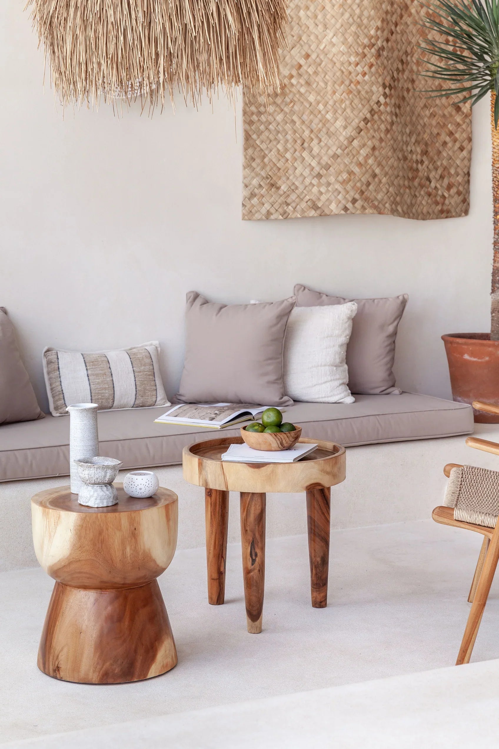 Outdoor bali living room wooden side tables