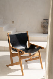 Leo Teak and Leather Lounge Chair