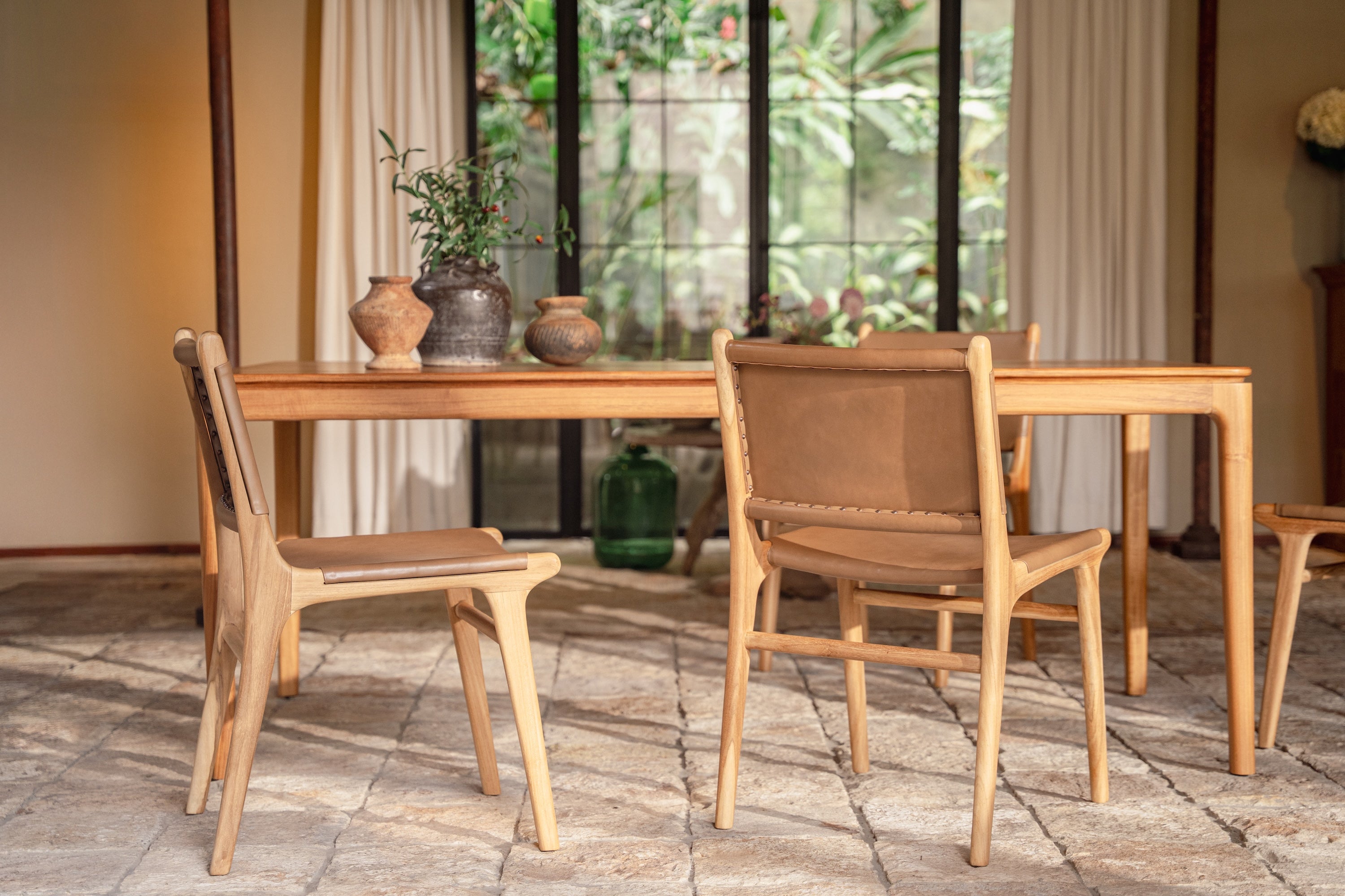 Ashta Teak and Leather Dining Chair