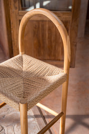 Eva Curved Back Teak Counter Stool