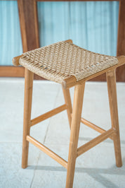 Milu Indoor Outdoor Backless Teak Counter Stool
