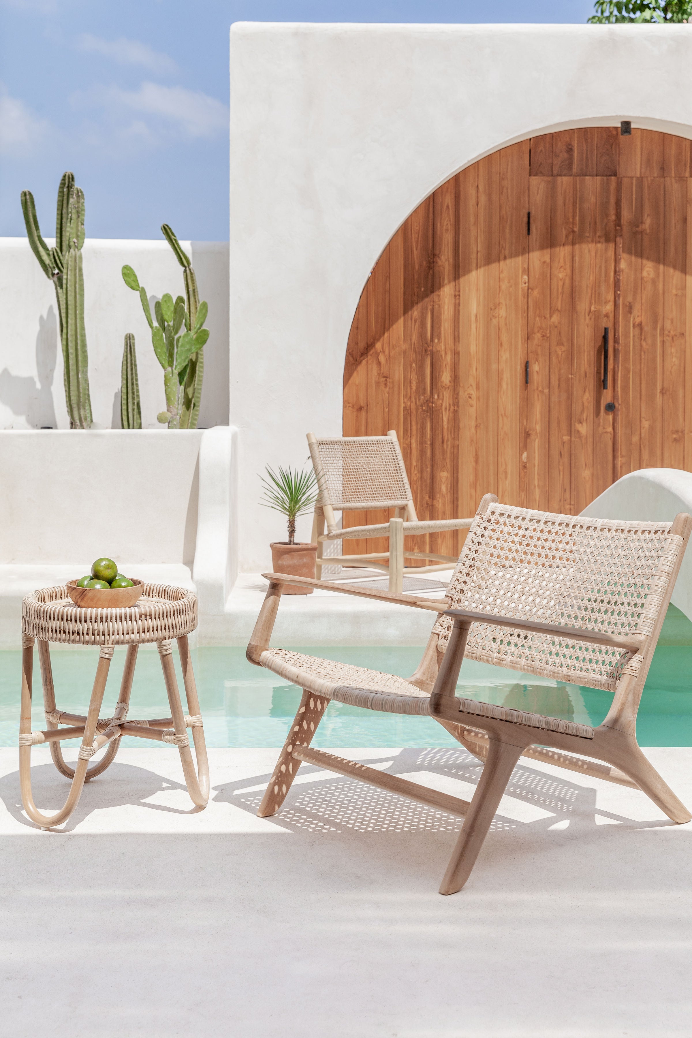 Salma Teak and Rattan Lounge Chair