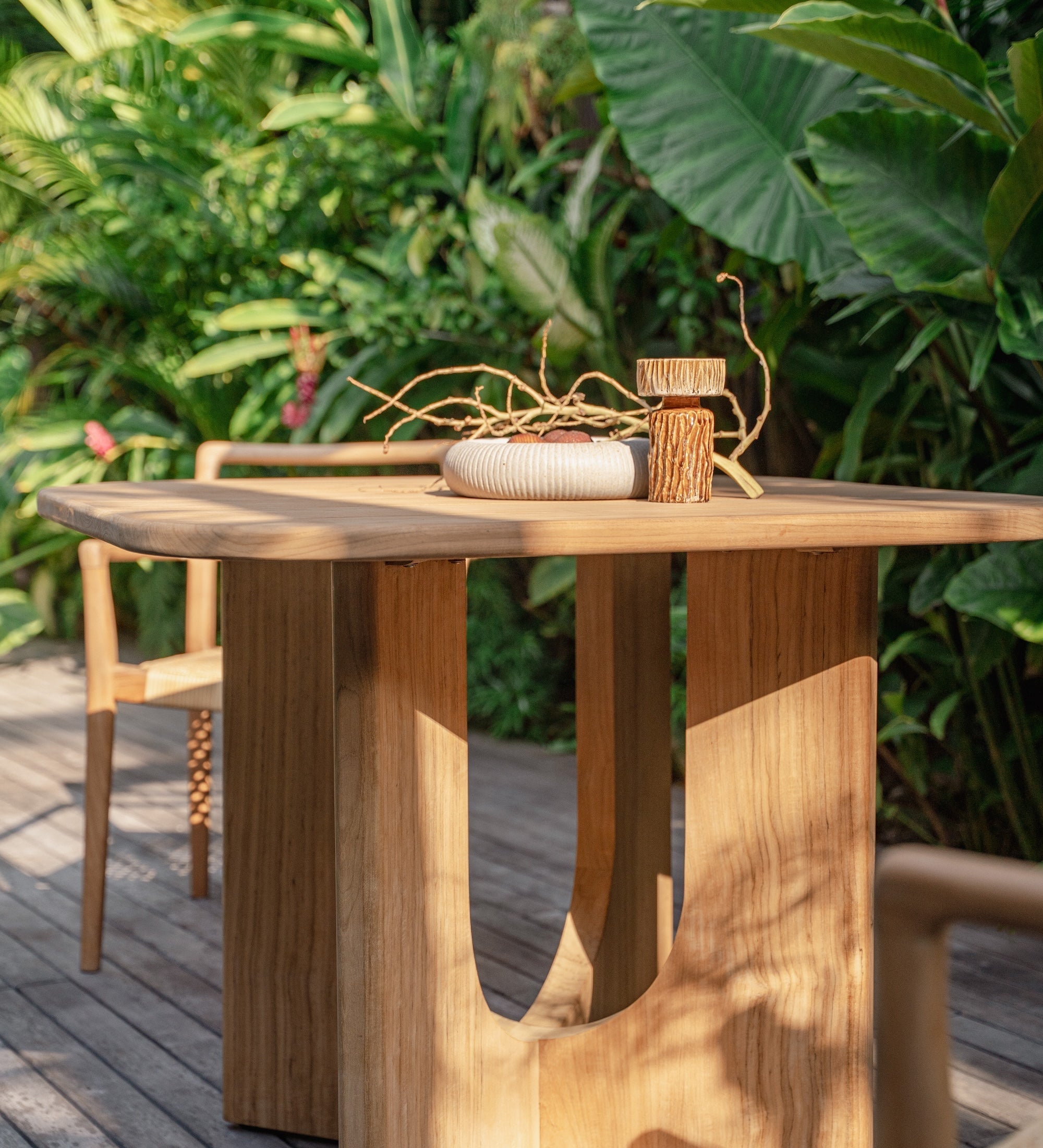 teak dining table outdoors