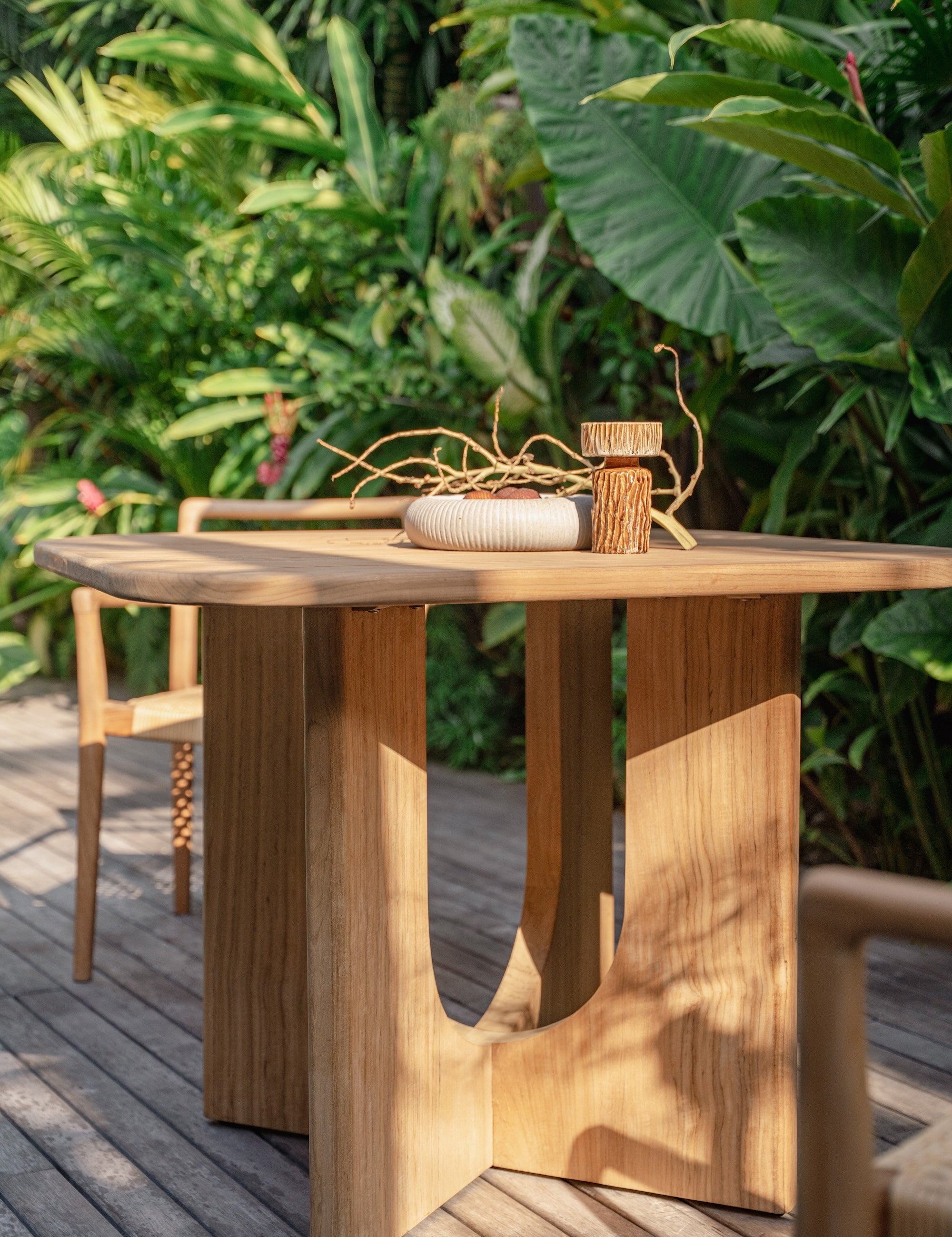 teak dining table outdoors