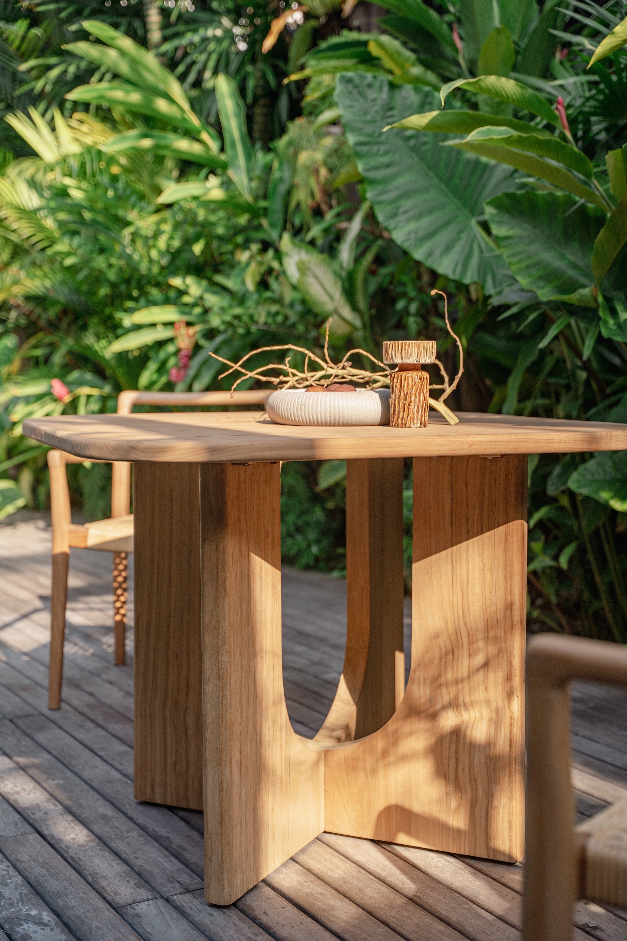 teak dining table outdoors
