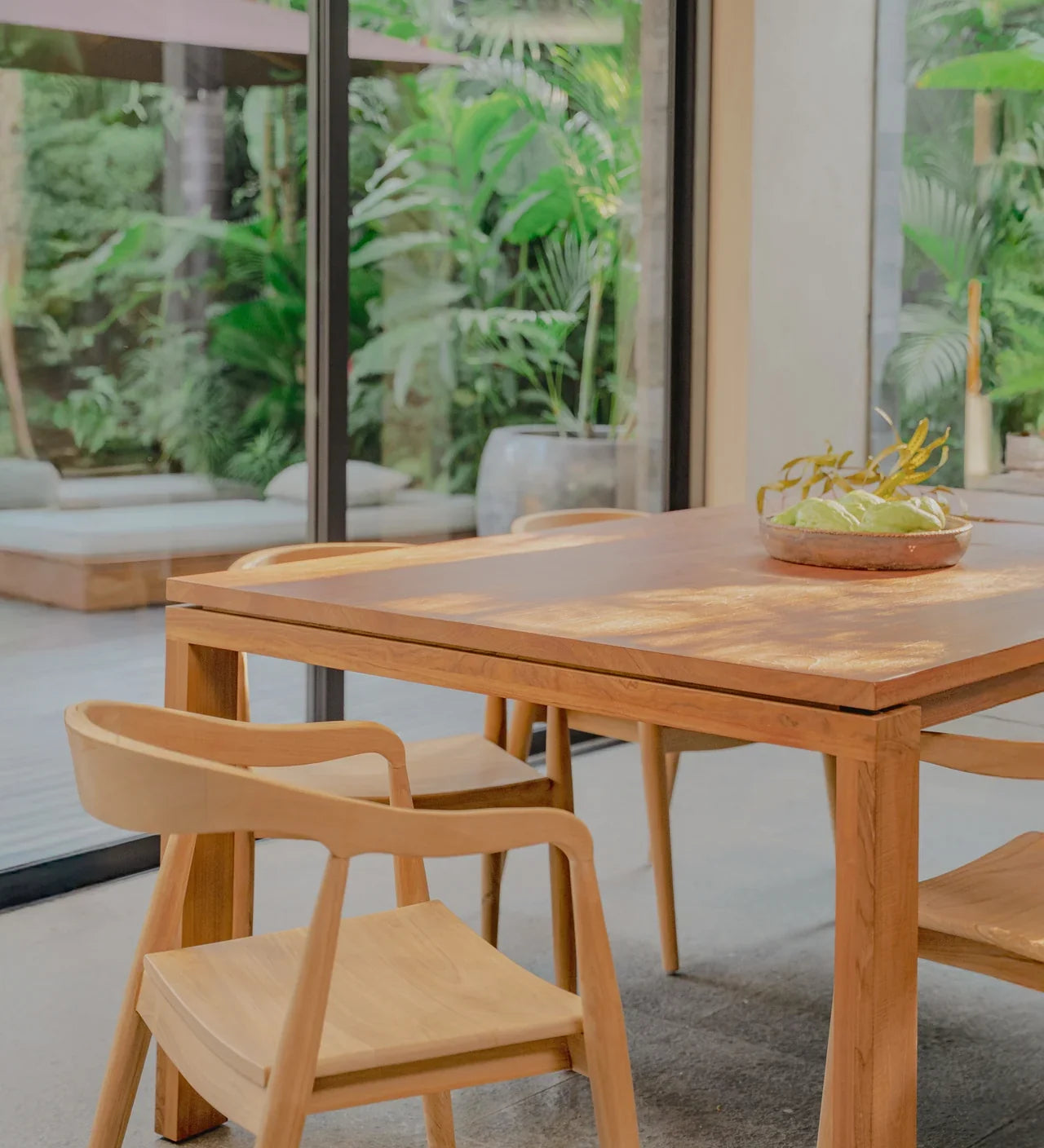 teak dining table with matching chairs