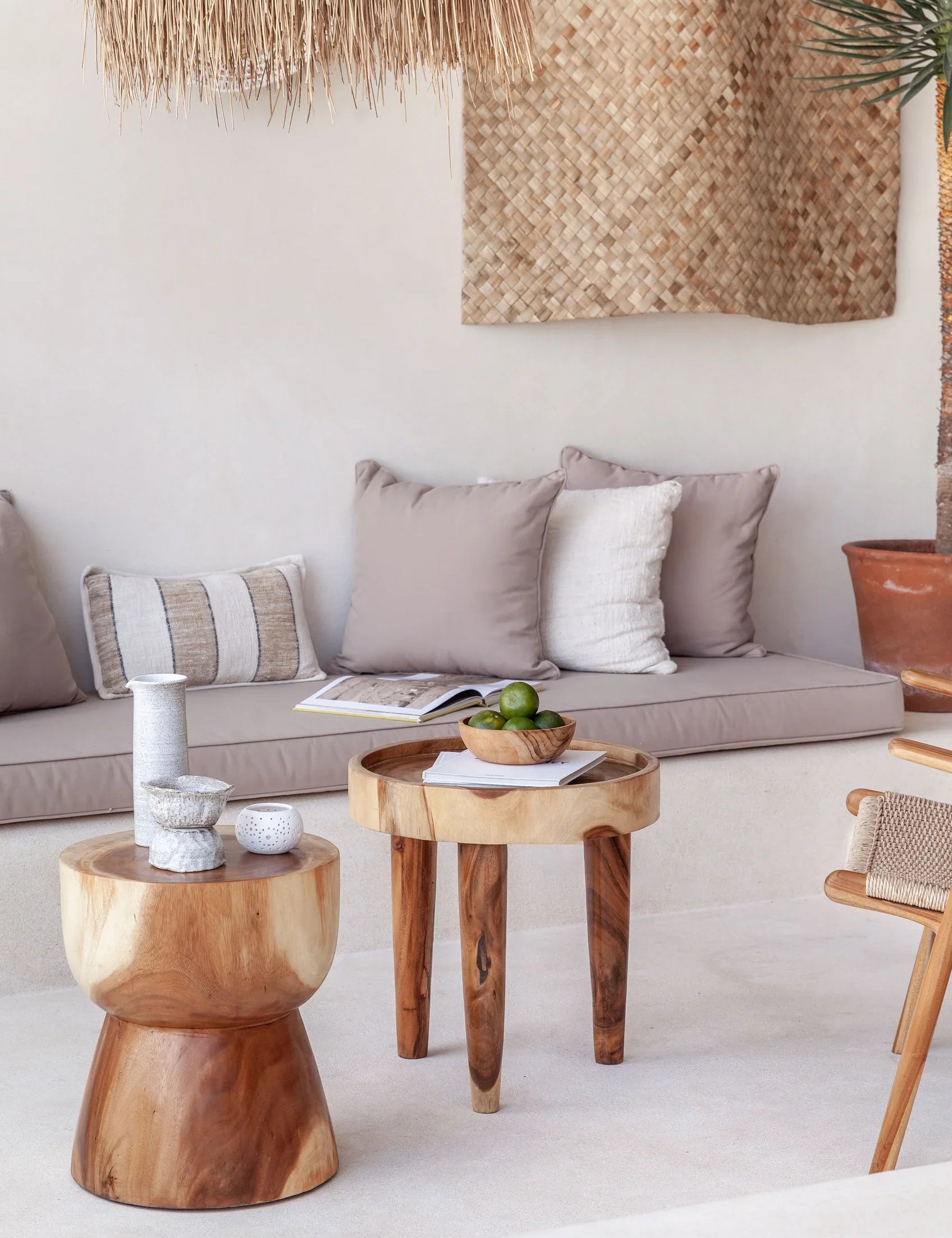 Outdoor bali living room wooden side tables