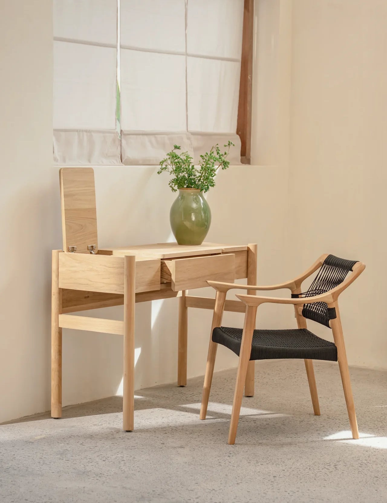 custom vanity unit and lounge chair