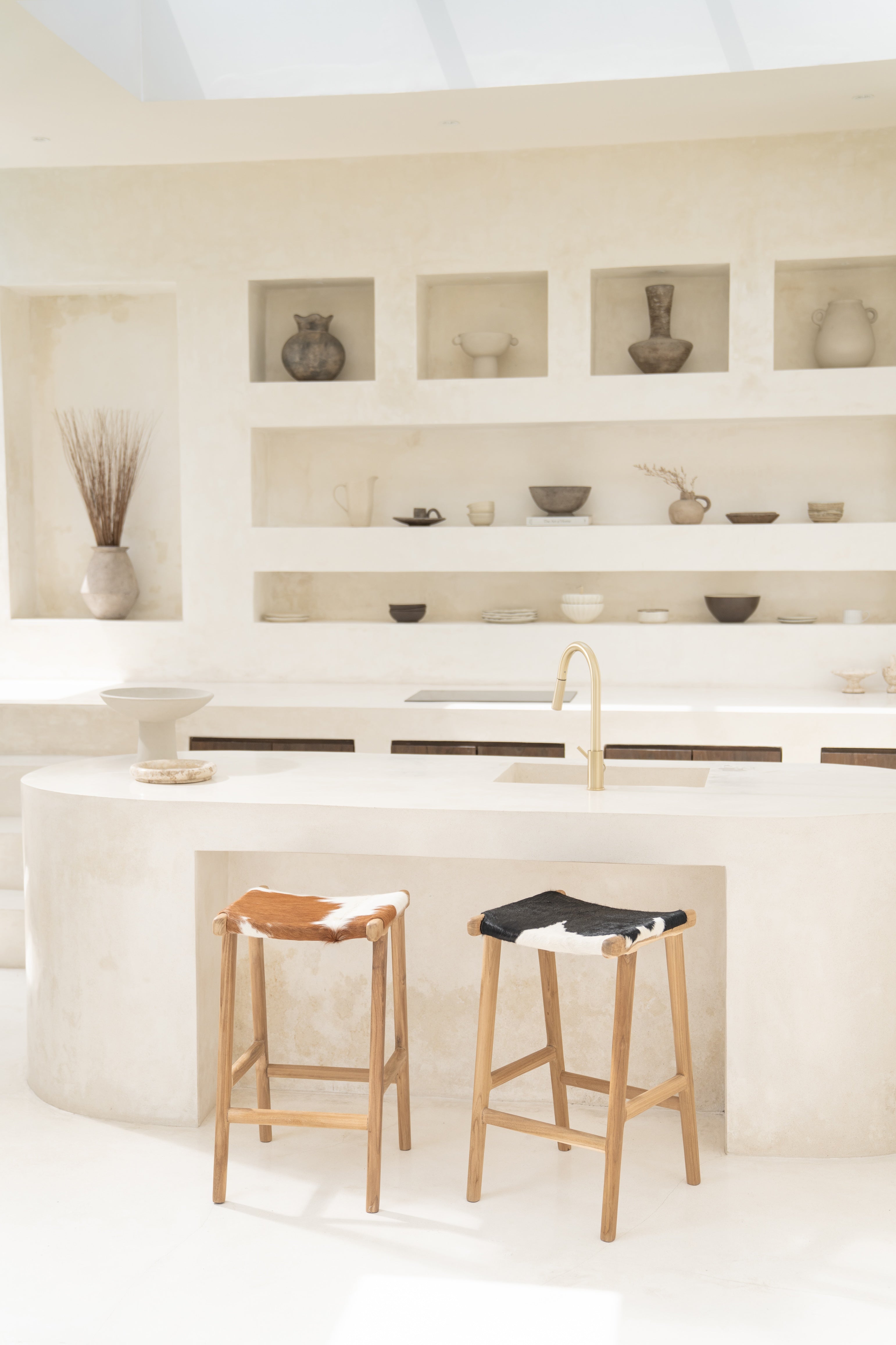 Uli Cow Hide Backless Counter Stool