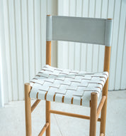 Alma Teak and Woven Leather Counter Stool