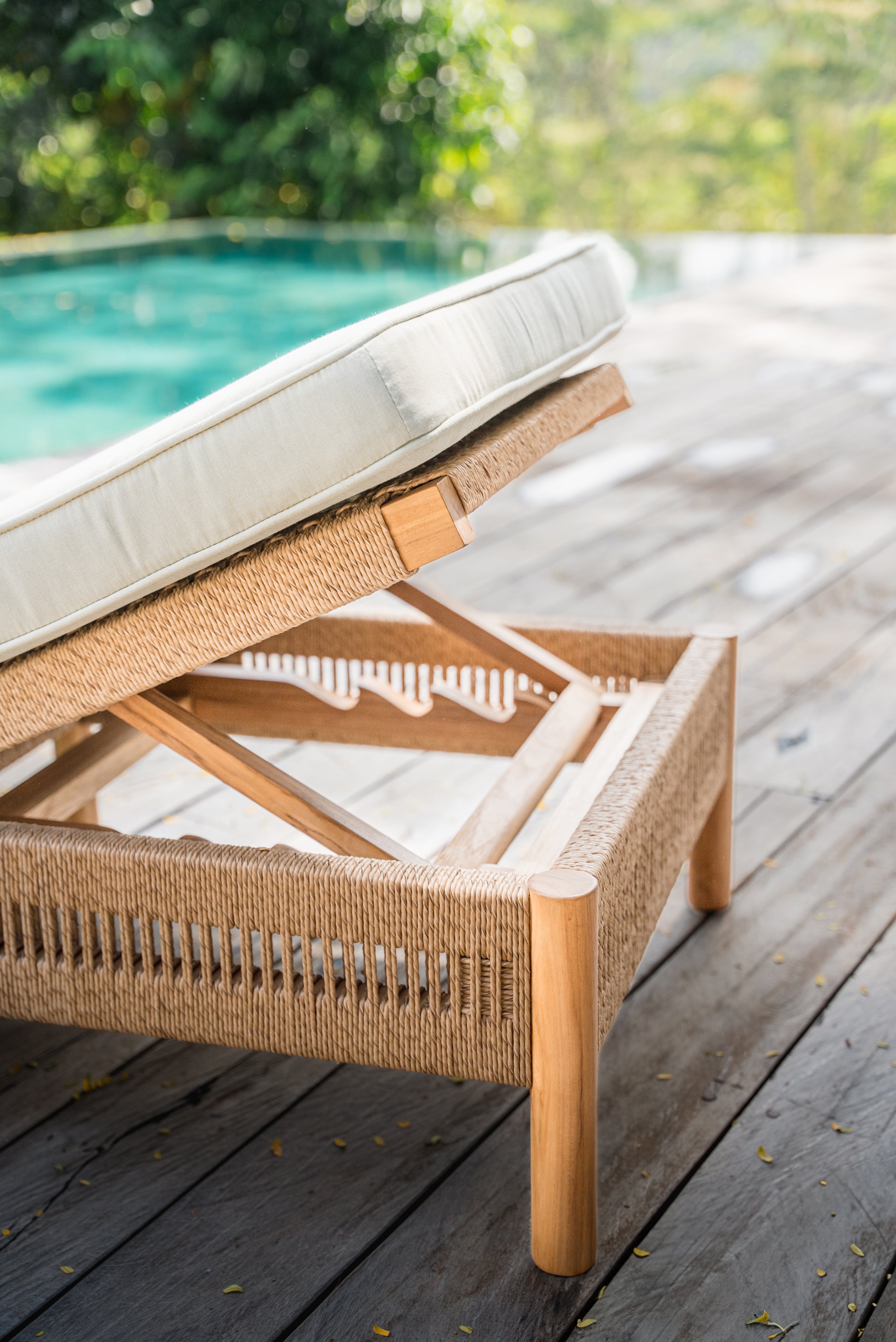 Teak Sunbed with Sunbrella