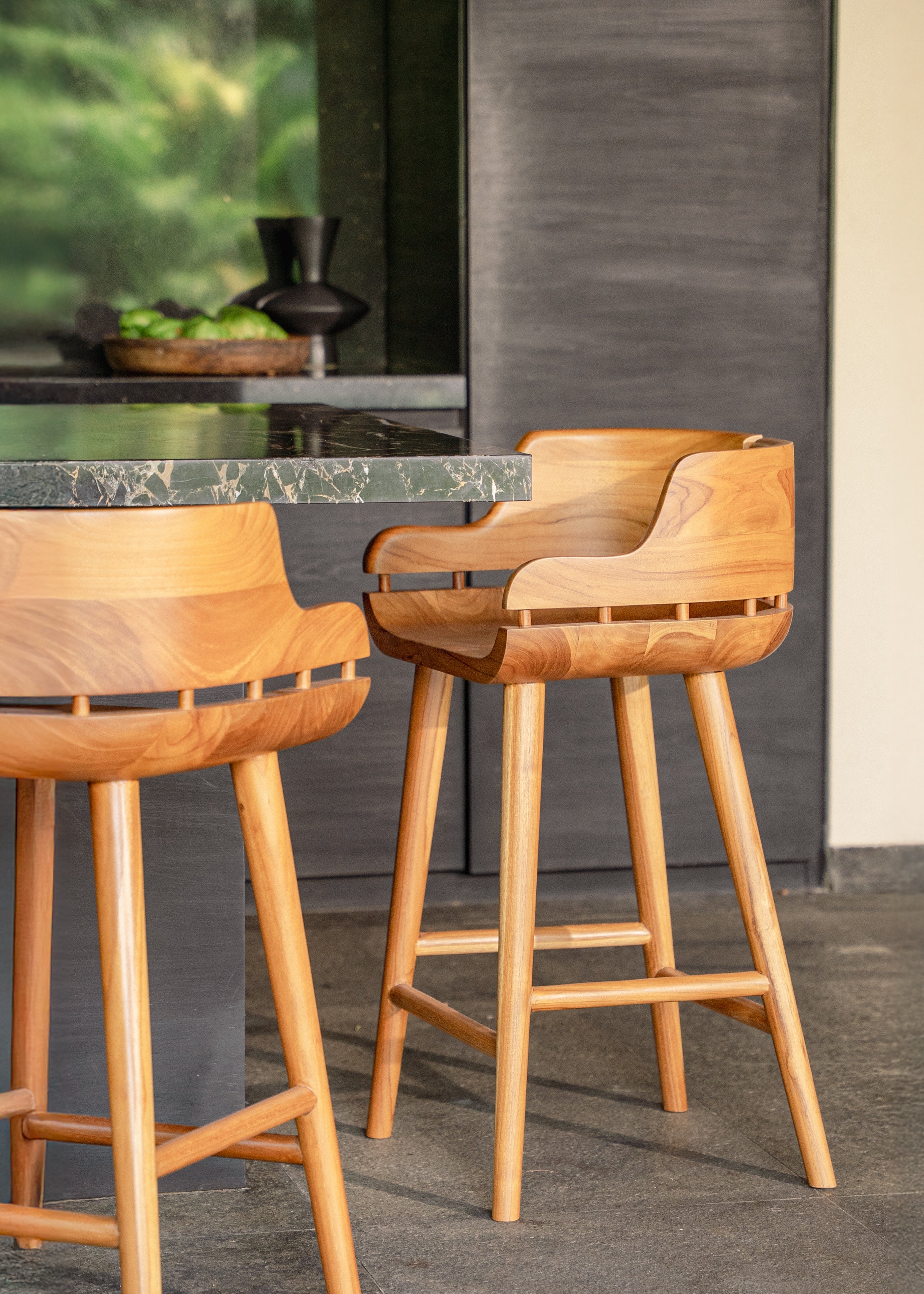 Fala Teak Swivel Counter Stool