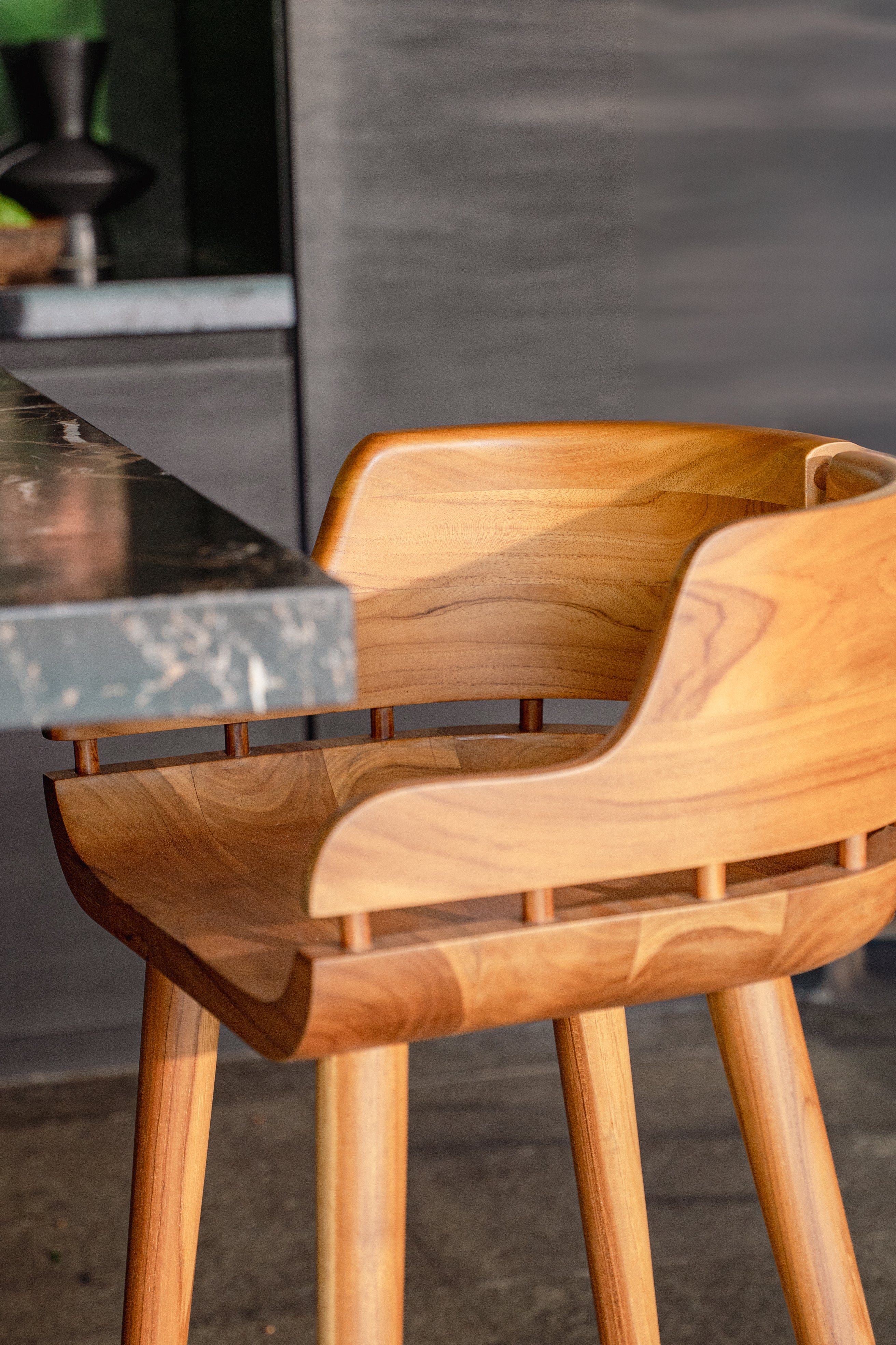 Fala Teak Swivel Counter Stool
