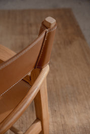 Solana Leather and Teak Lounge Chair