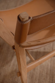 Solana Leather and Teak Lounge Chair
