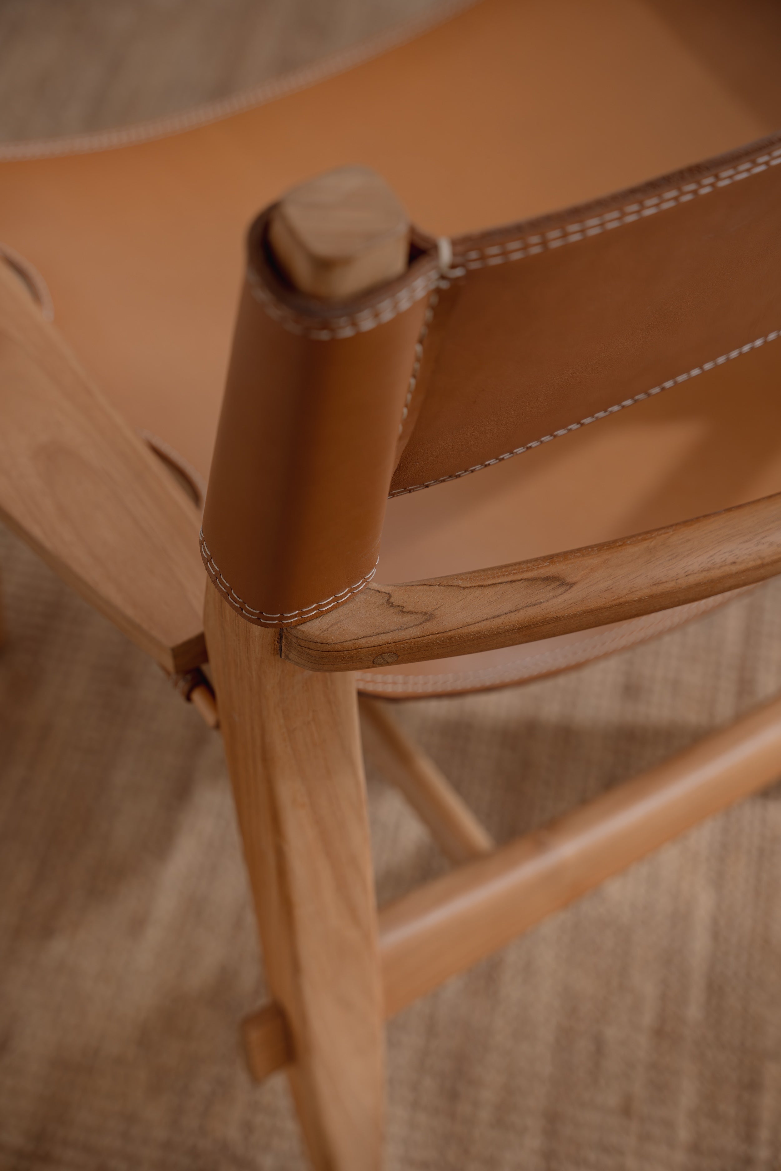 Solana Leather and Teak Lounge Chair
