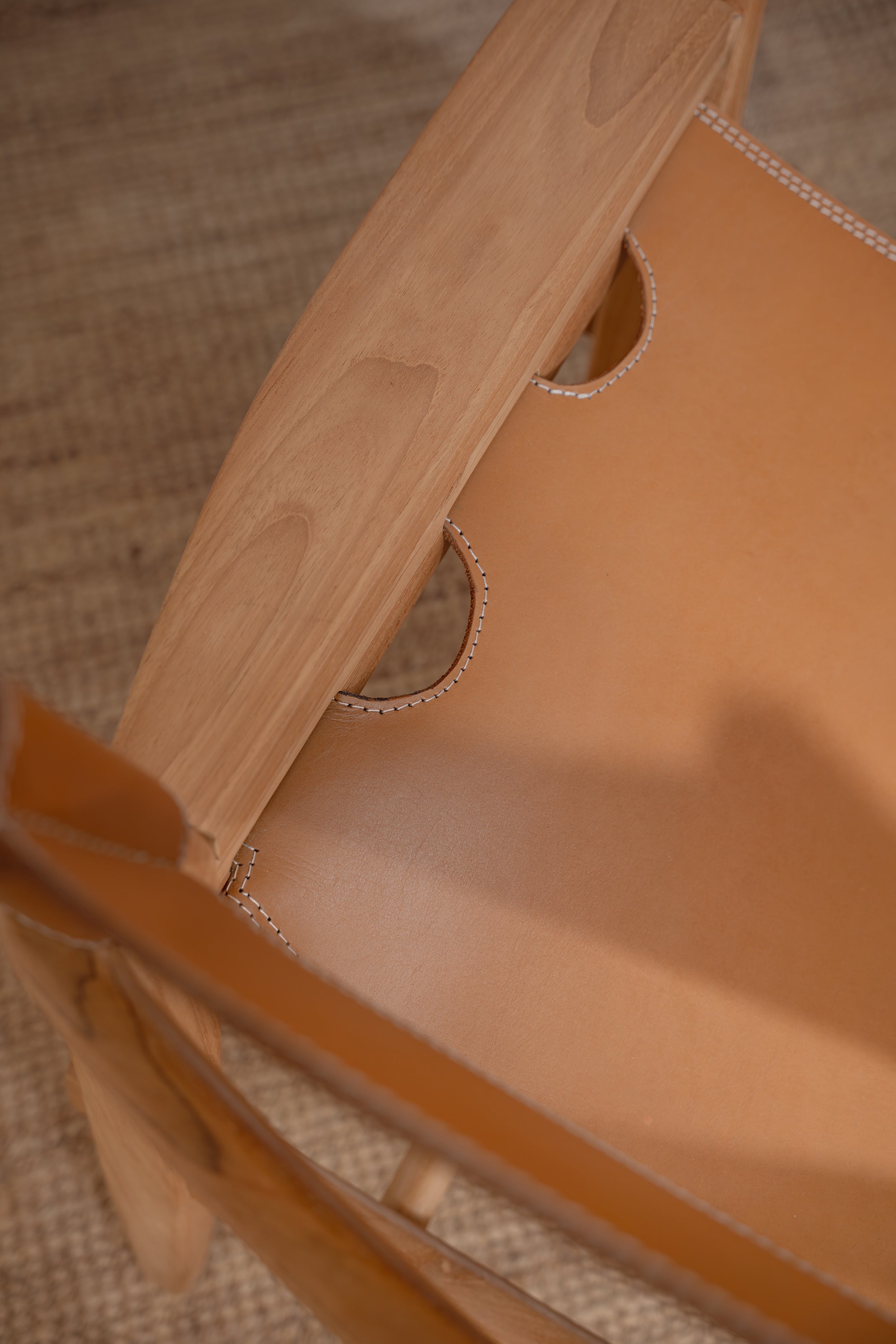 Solana Leather and Teak Lounge Chair