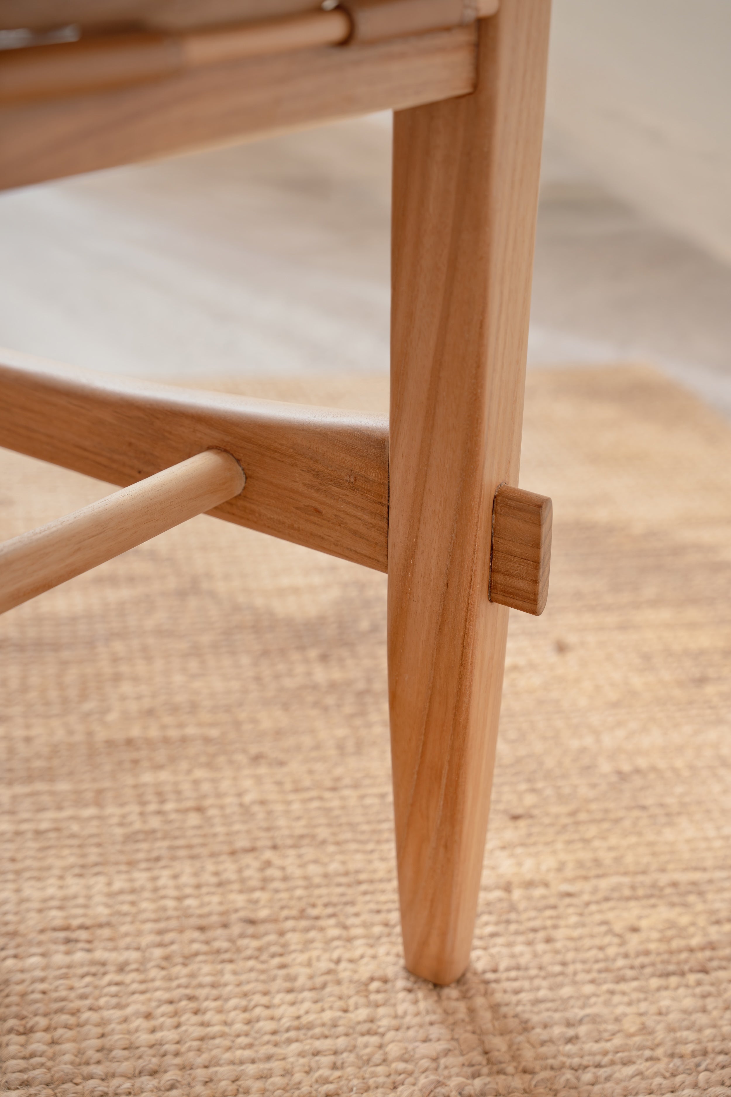 Solana Leather and Teak Lounge Chair