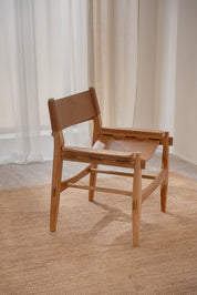 Solana Leather and Teak Lounge Chair