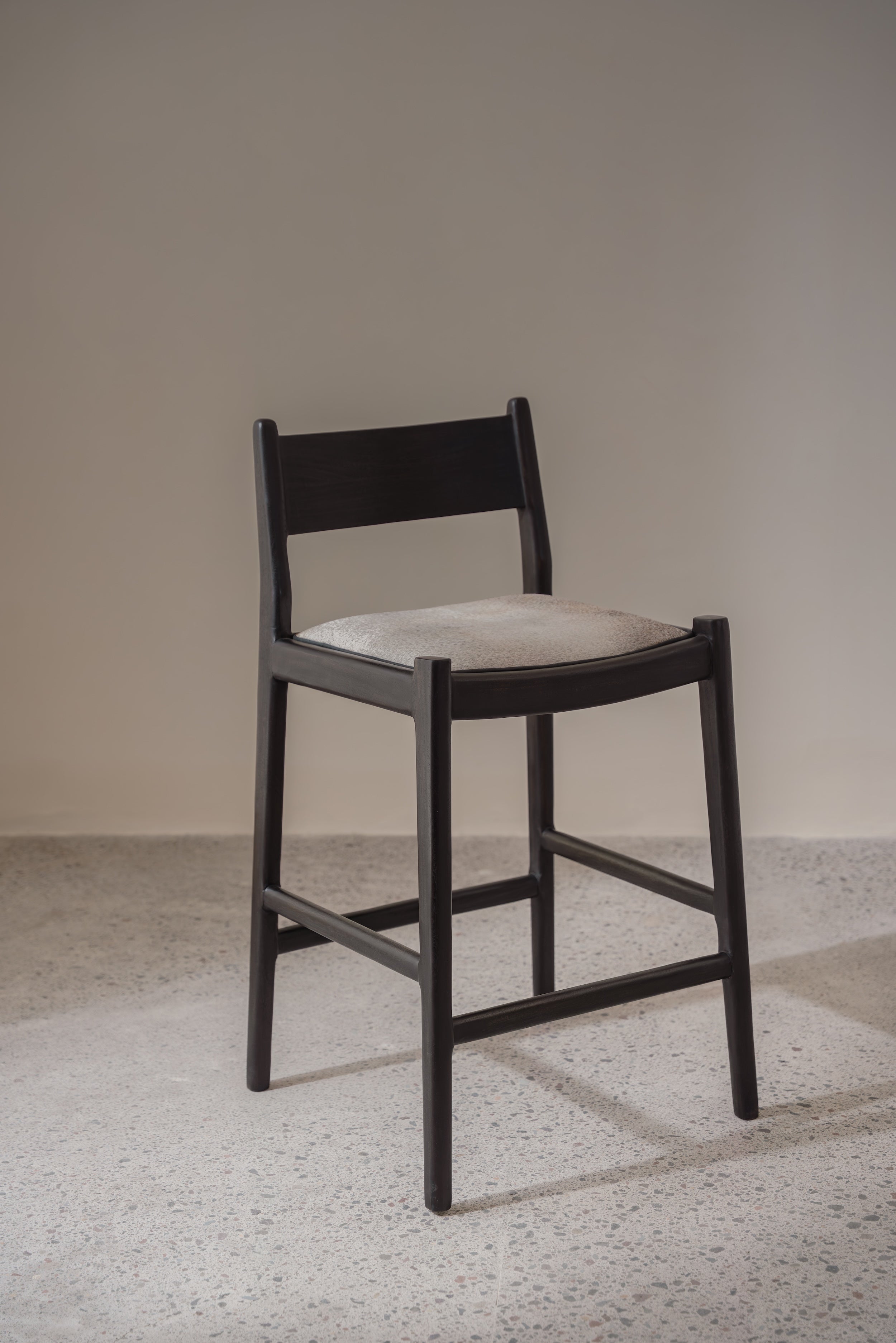 Kaba Teak and Cowhide Counter Stool