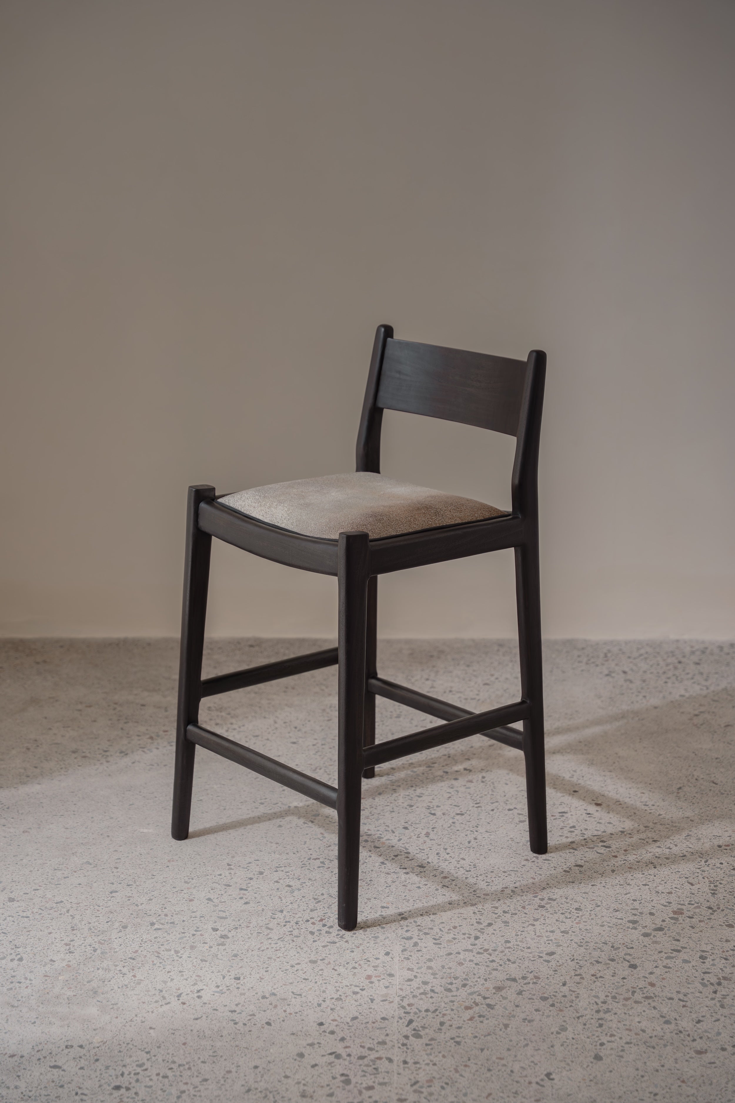 Kaba Teak and Cowhide Counter Stool