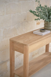 Sira Teak Console Table with Two Drawers
