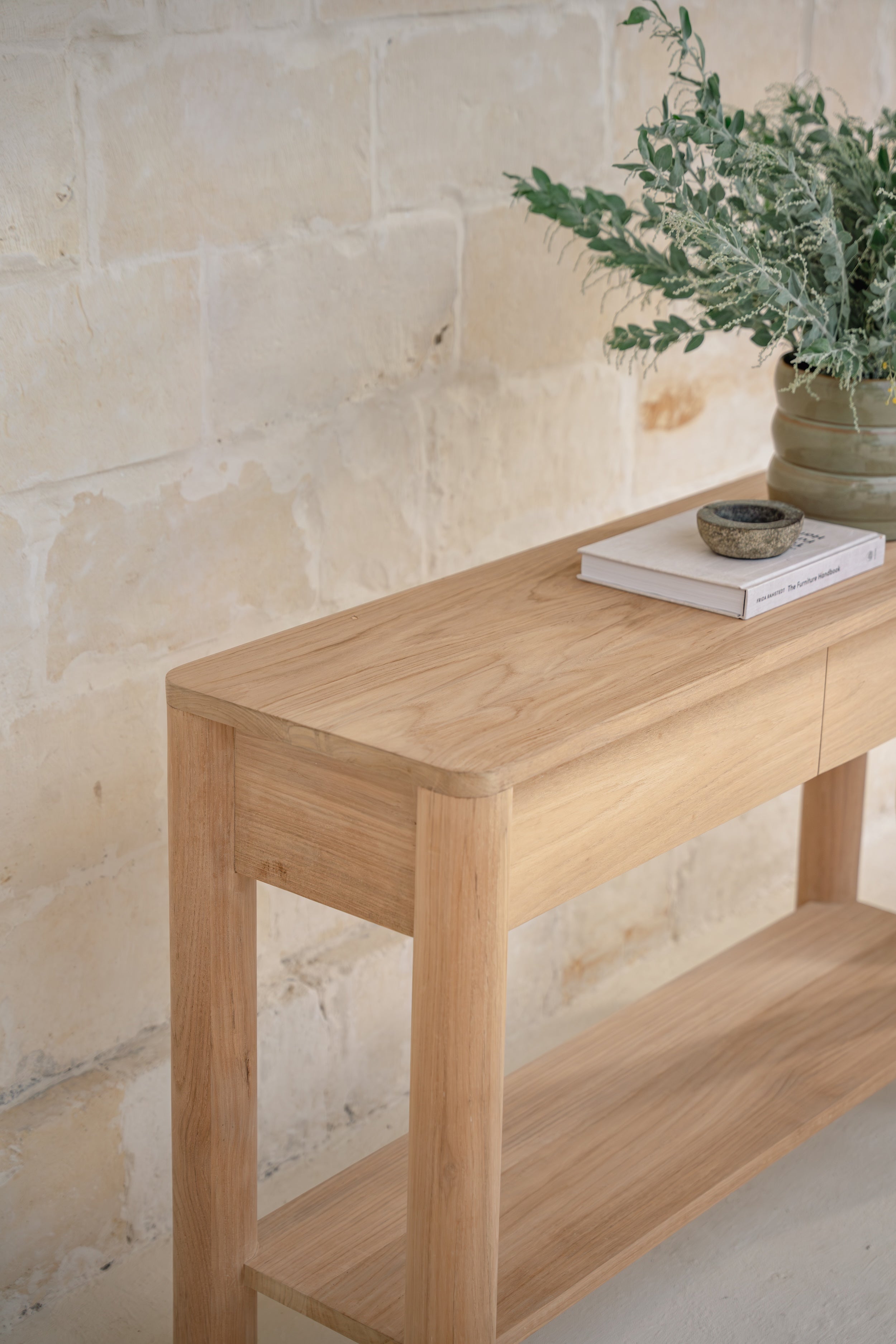 Sira Teak Console Table with Two Drawers