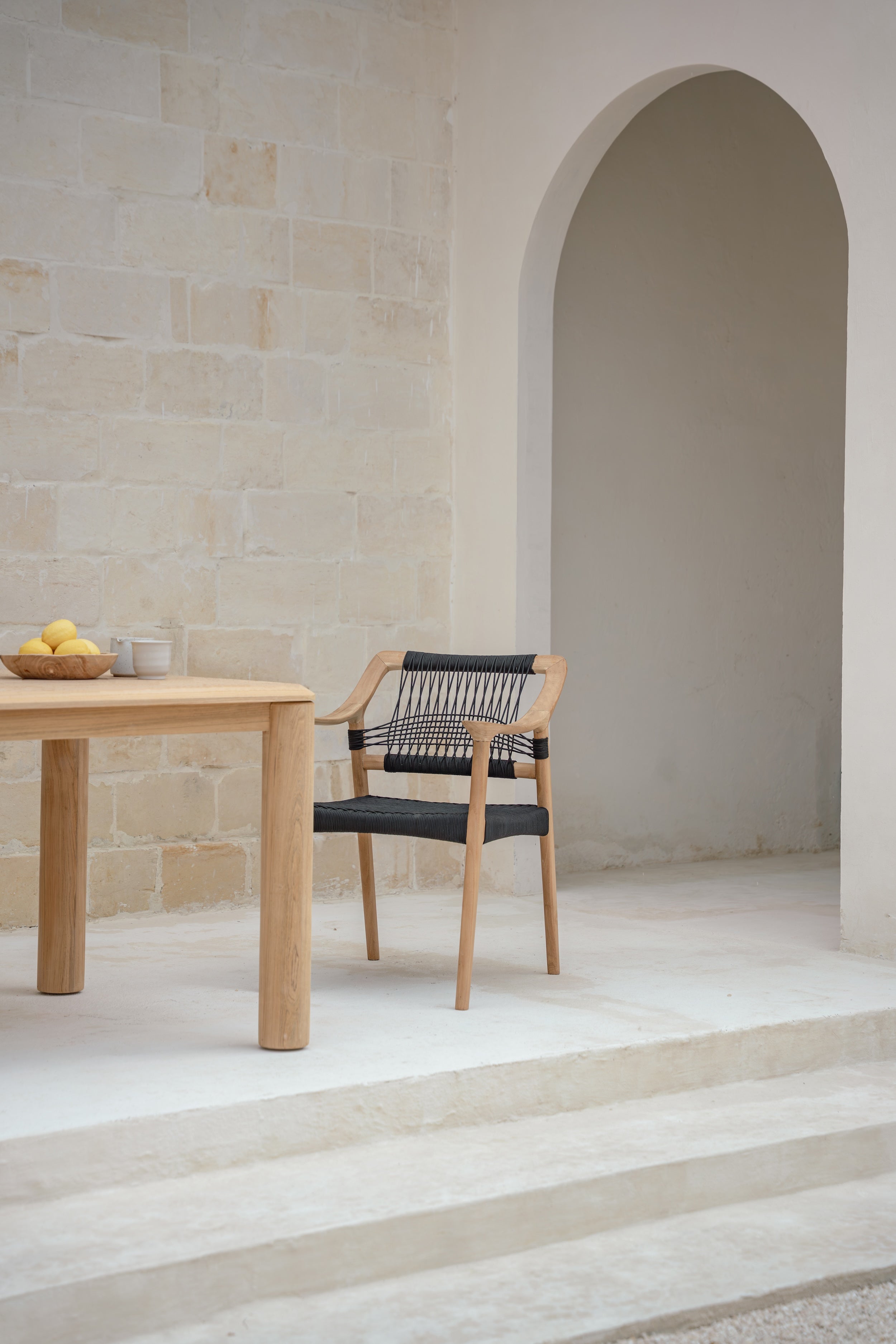 Celo Black Rope & Teak Dining Chair