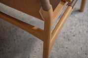 Mona Sling Leather and Teak Lounge Chair