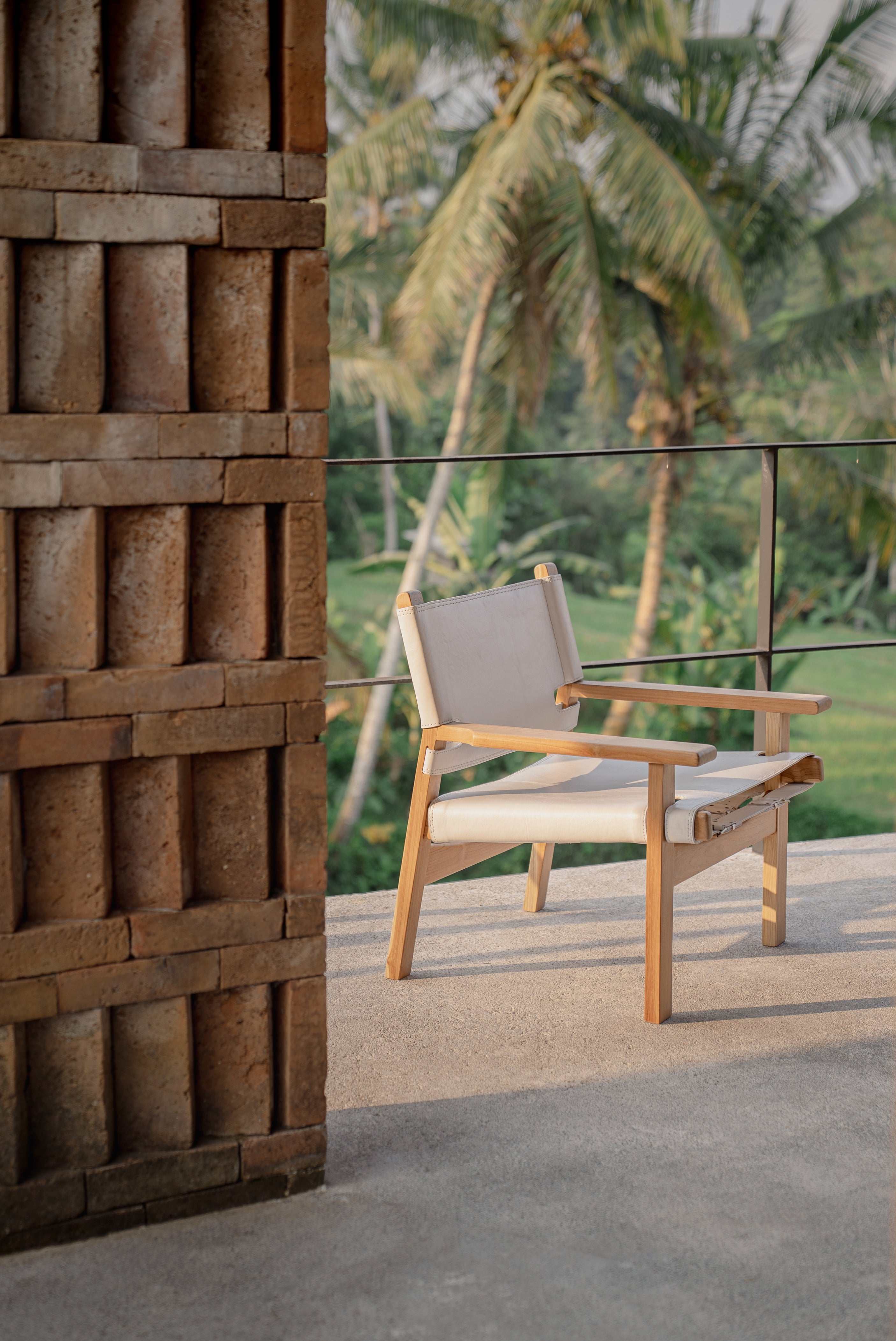 Larisa Teak and Leather Lounge Chair