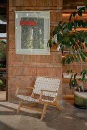 Amara Teak and Woven Leather Teak Lounge Chair