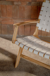 Amara Teak and Woven Leather Teak Lounge Chair
