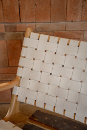 Amara Teak and Woven Leather Teak Lounge Chair