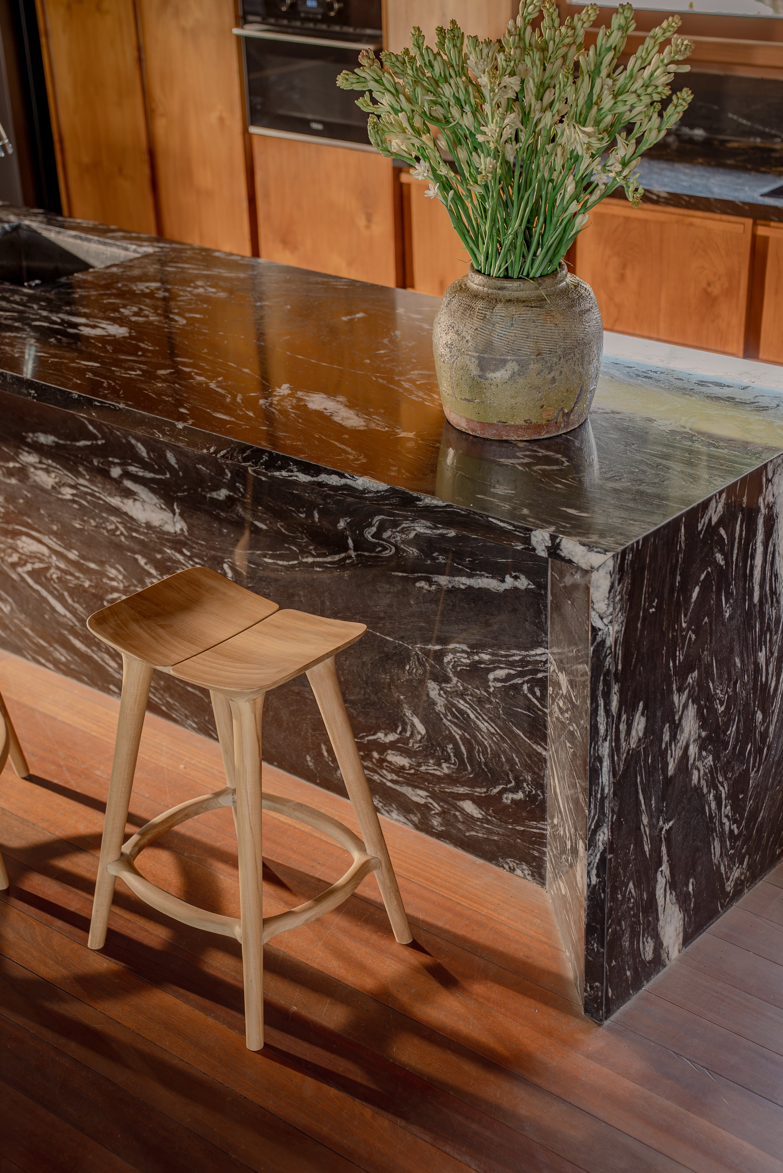 Bella Backless Teak Counter Stool