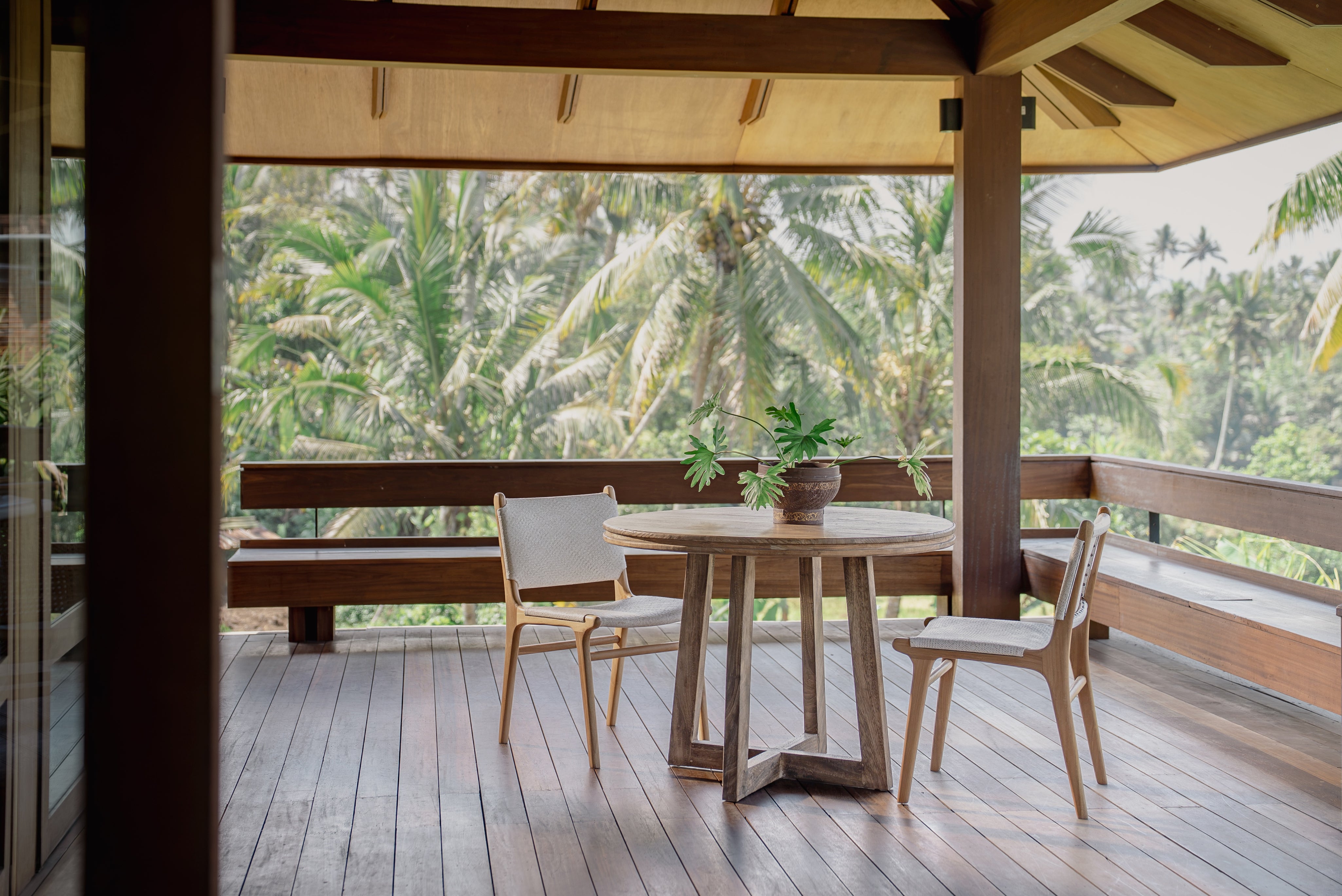 Naya Teak and Tight Woven Rattan Dining Chair