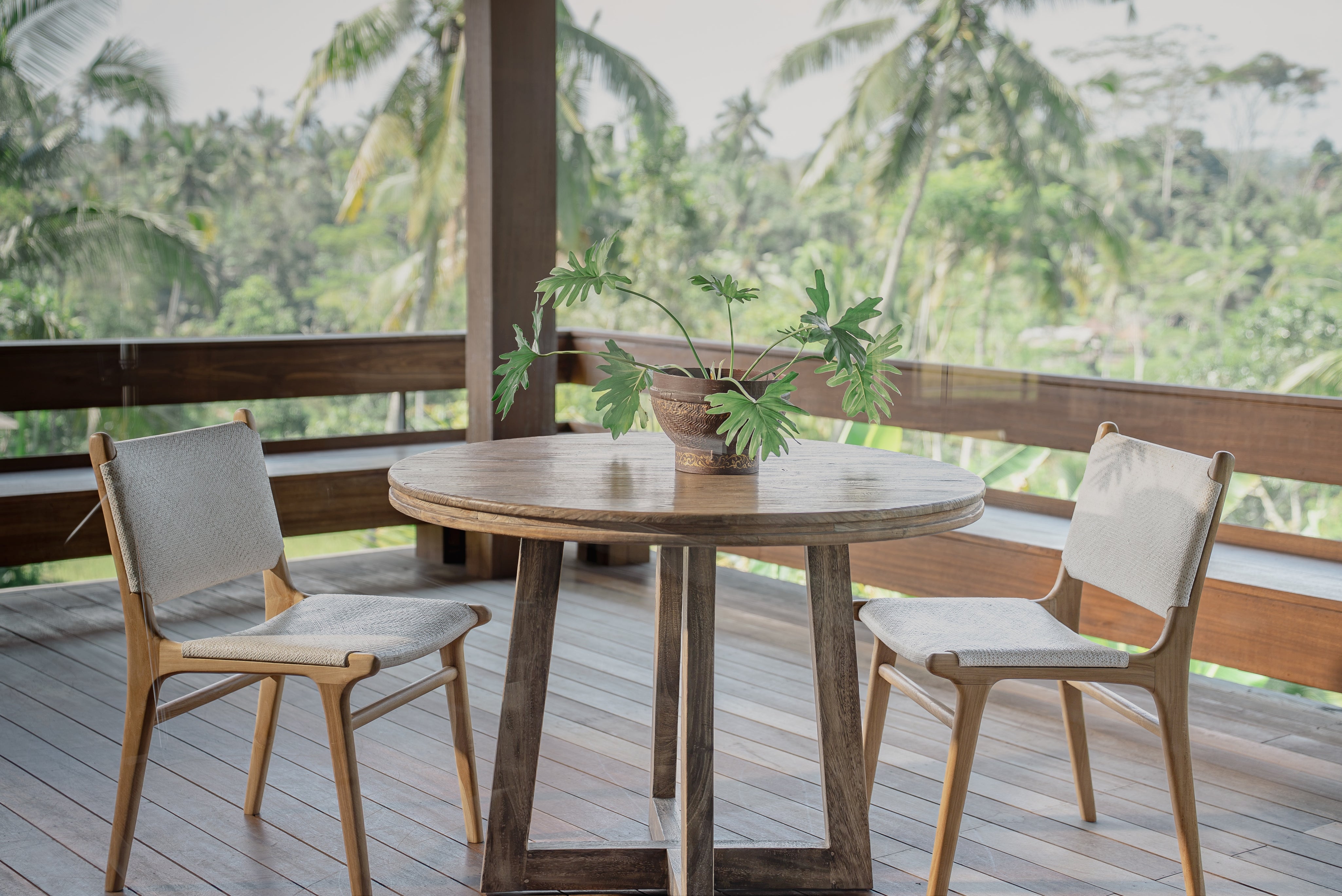 Naya Teak and Tight Woven Rattan Dining Chair