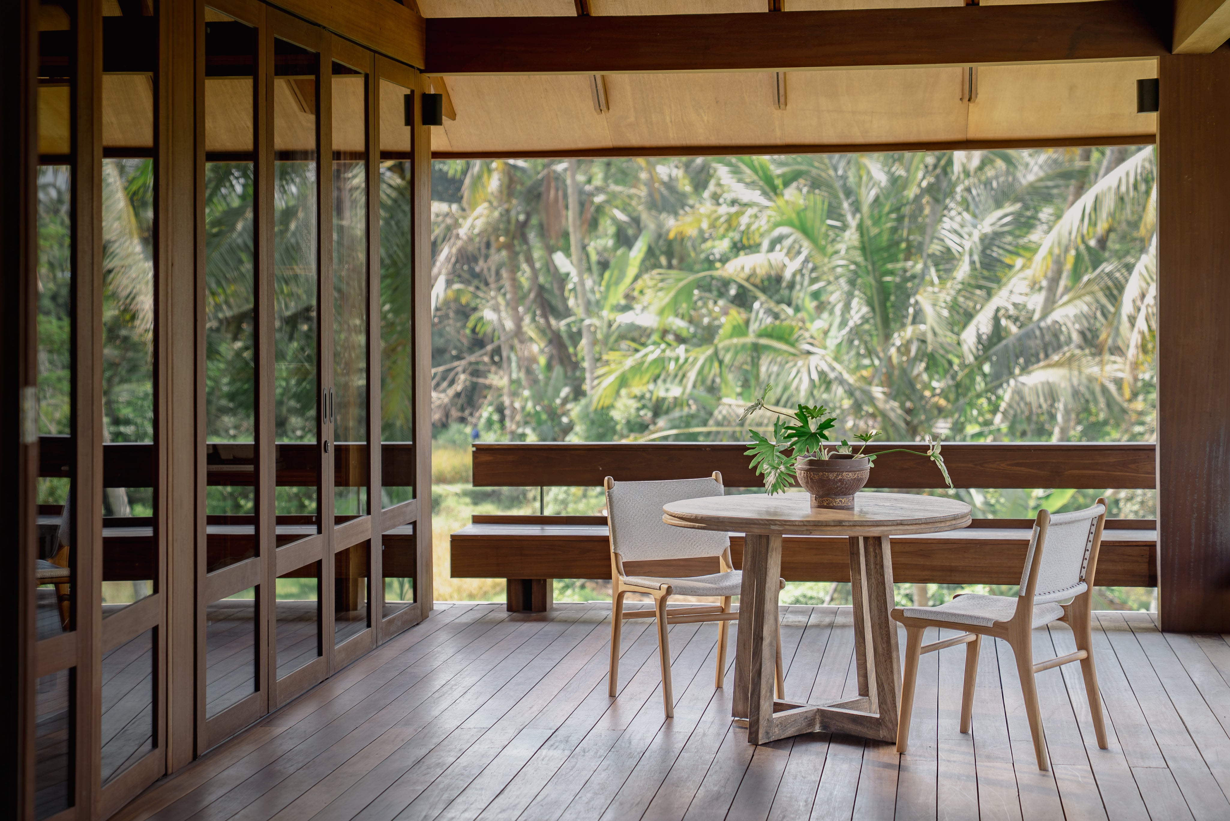 Naya Teak and Tight Woven Rattan Dining Chair