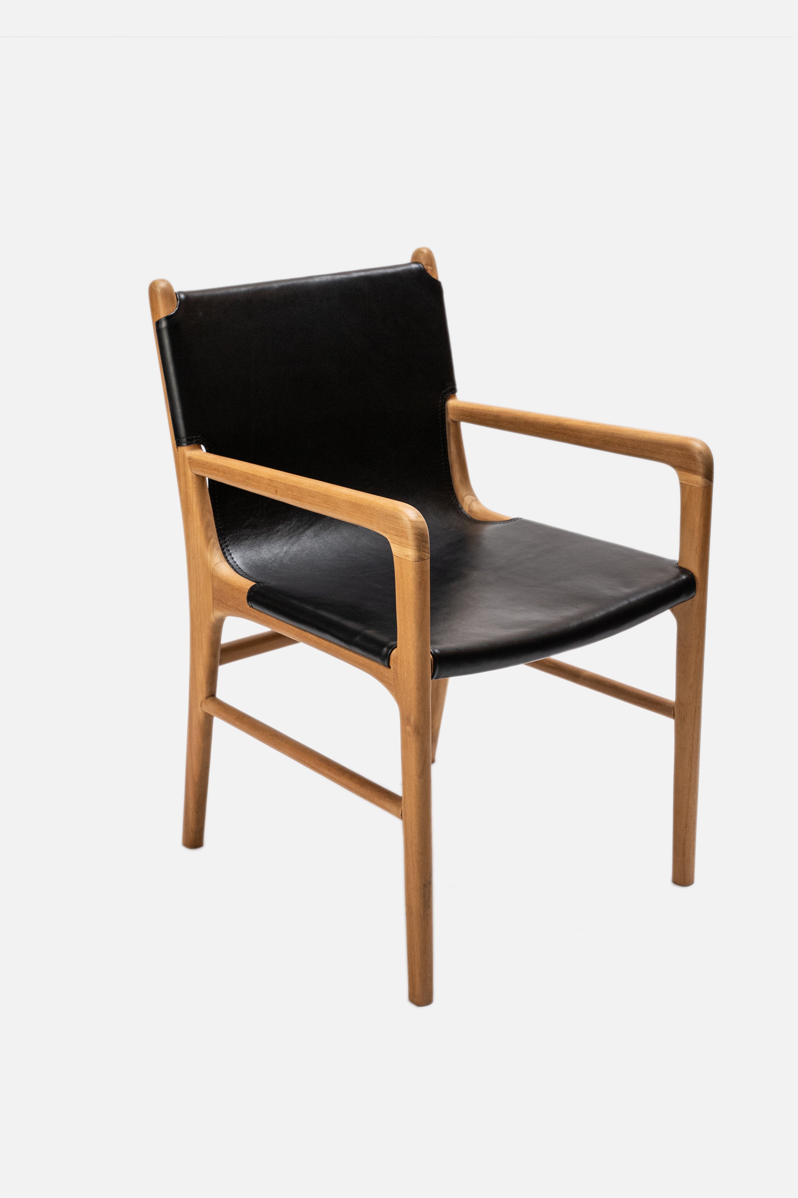 TEAK & LEATHER DINIG CHAIR① Lola Teak and Sling Leather Dining Chair – balè