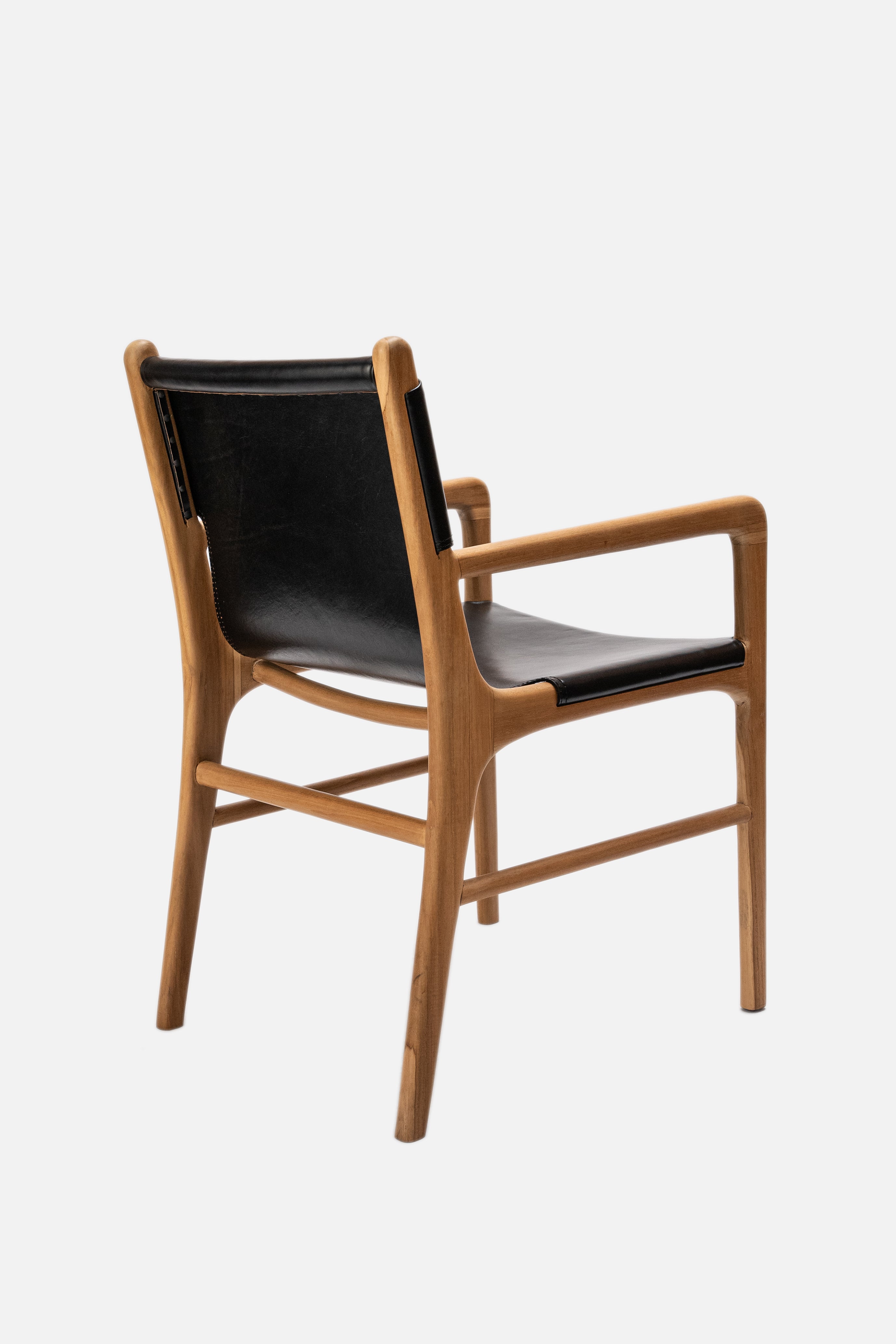 Lola Teak and Sling Leather Dining Chair – balè