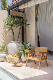 Asya Teak and Rattan Lounge Chair
