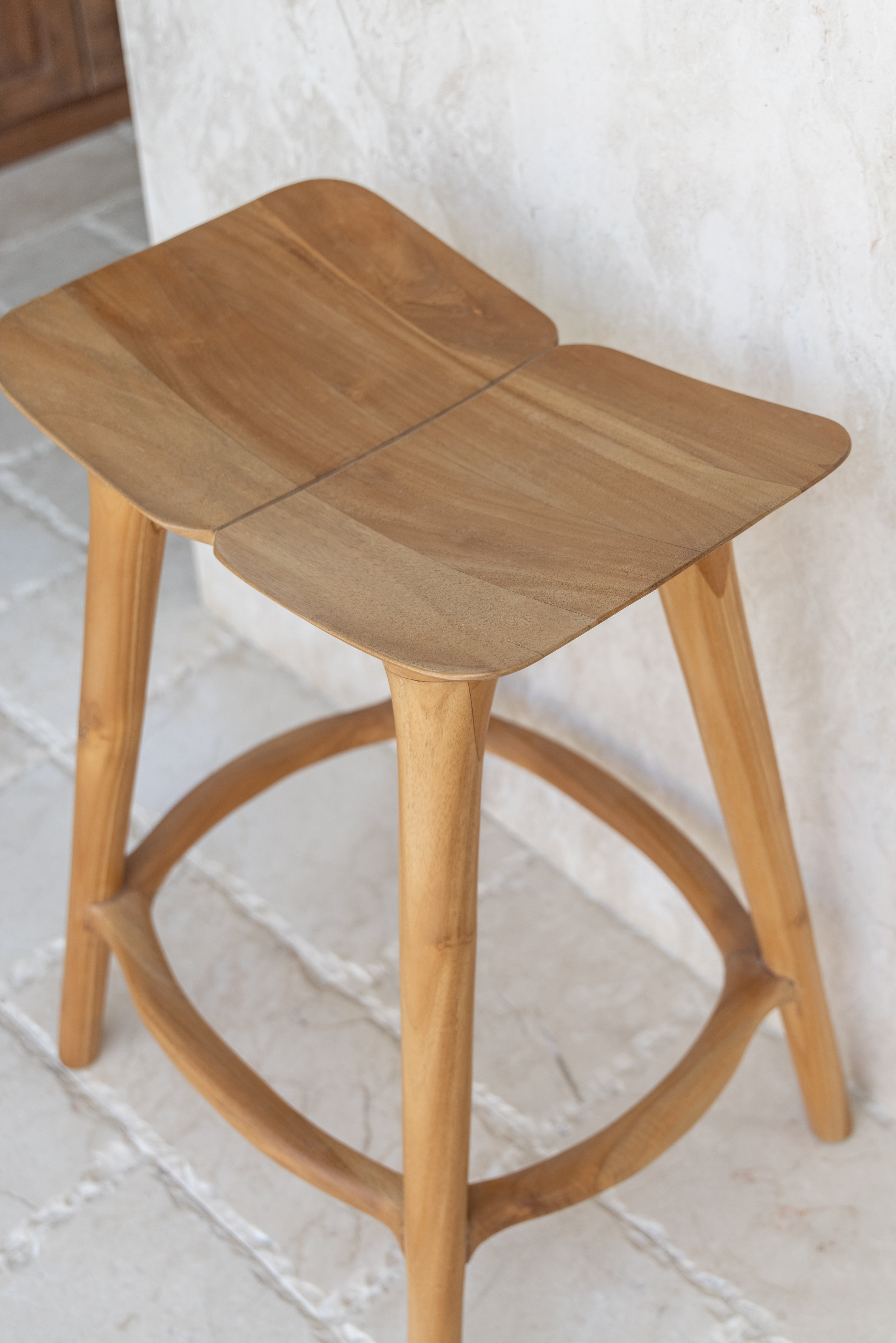 Bella Backless Teak Counter Stool