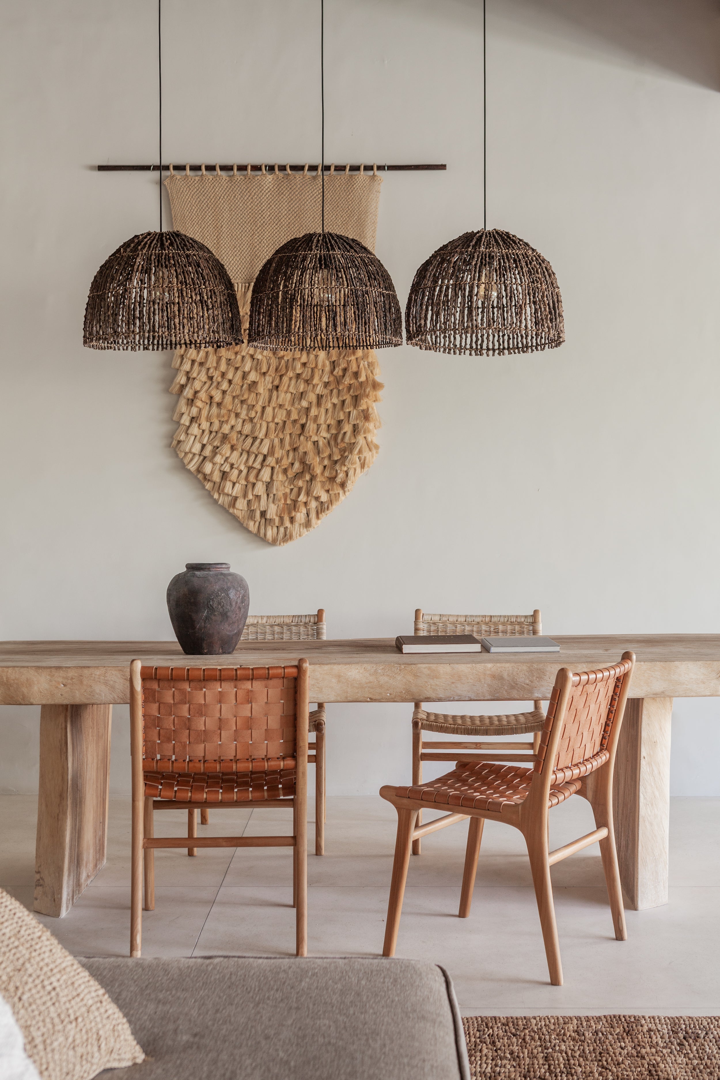 Kirana Teak and Woven Leather Dining Chair – balè